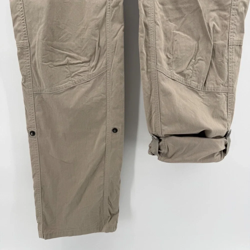KUHL Cargo Hiking Pants Womens 8 Long Khaki Utility Tan Roll Up Stretch Outdoor